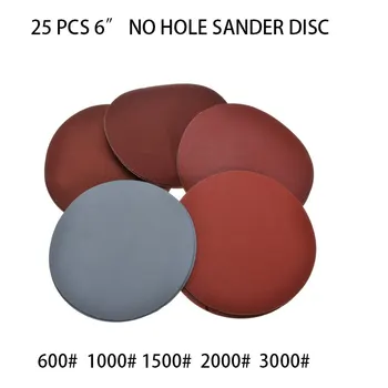 

25Pcs 6 Inch 150mm Round Sandpaper Disk Sand Sheets Grit 600-3000 Hook And Loop Polish Sanding Discs For Sander