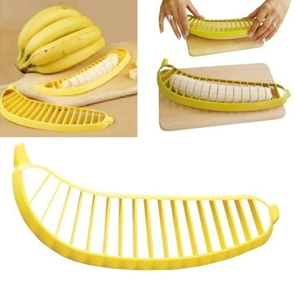 

Cute Quickly Safty Plastic Banana Slicer Banana Cutter Chopper Slicer Fruit Vegetable Slicer Salad Tools Kitchen Tools Gadgets