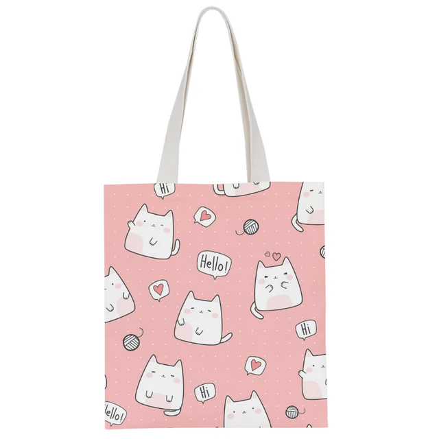 New Fashion Ladies Canvas Shoulder Bag Cute Animal Pink Sweet Girl Handbag Casual Harajuku Light Storage Bag Funny Shopping Bag style15