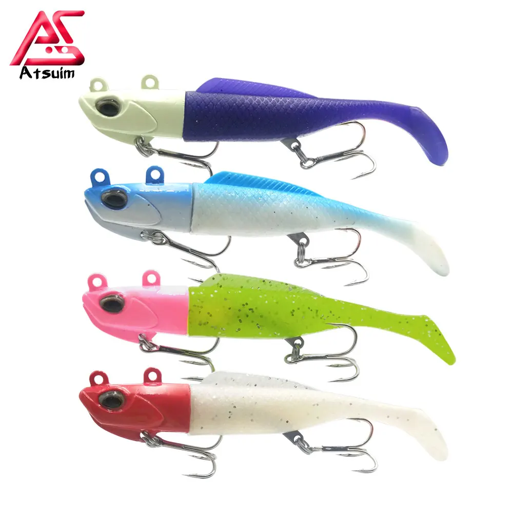 

AS Swim Bait Wobbler Lead Head Glow Bass Perch Silicone Soft Lure Fishing Bait Pike Worm Rubber Swim T-tail Baits Cast Jig Spoon