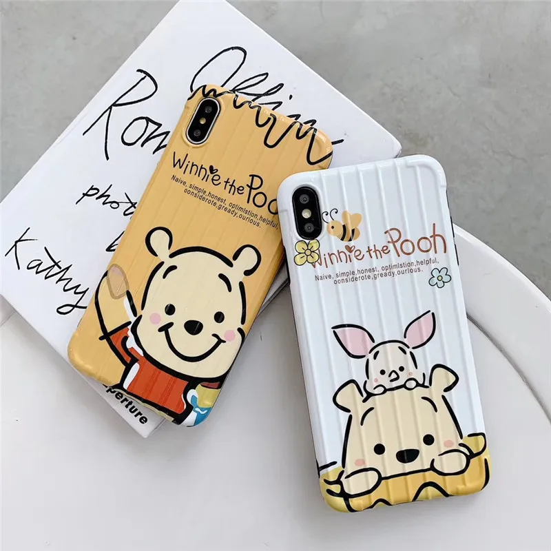 

For Iphone8 Case IMD Surface Soft TPU Back Cover for Iphone 6 6S 8 Plus X XS XR Capa Cute Pooh Bear Stealing Honey Phone Case