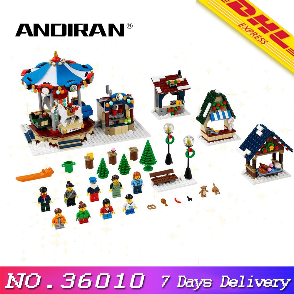 

36010 The Winter Village Market Set DIY Building Blocks Bricks DIY Toys Christmas Gifts Compatible LegoINGlys 10235