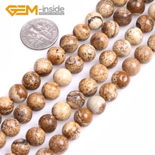 Round Picture Jasper 6mm 8mm 10mm 12mm 14mm Beads Natural Stone Beads DIY Loose Bead For Jewelry Making Strand 15 Inches