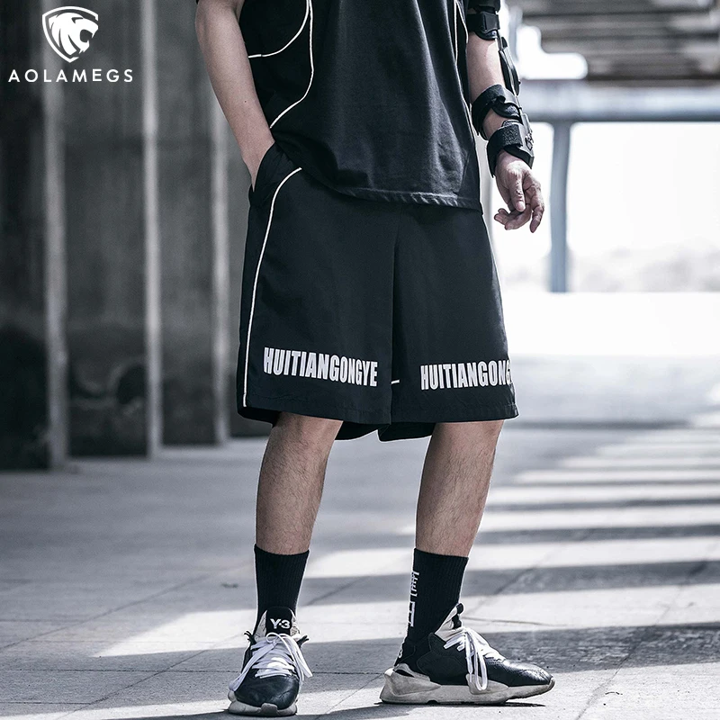 

Aolamegs Men shorts Letter Printing Hipster Casual High Street Sweatpants Hip Hop Cargo Pants Summer Fashion shorts Streetwear