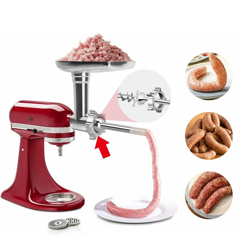  Steel Kitchen Meat Grinders Sausage Stuffer Attachment For Kitchen Aid Stand Mixer Kitchen Applianc - 4000474796231