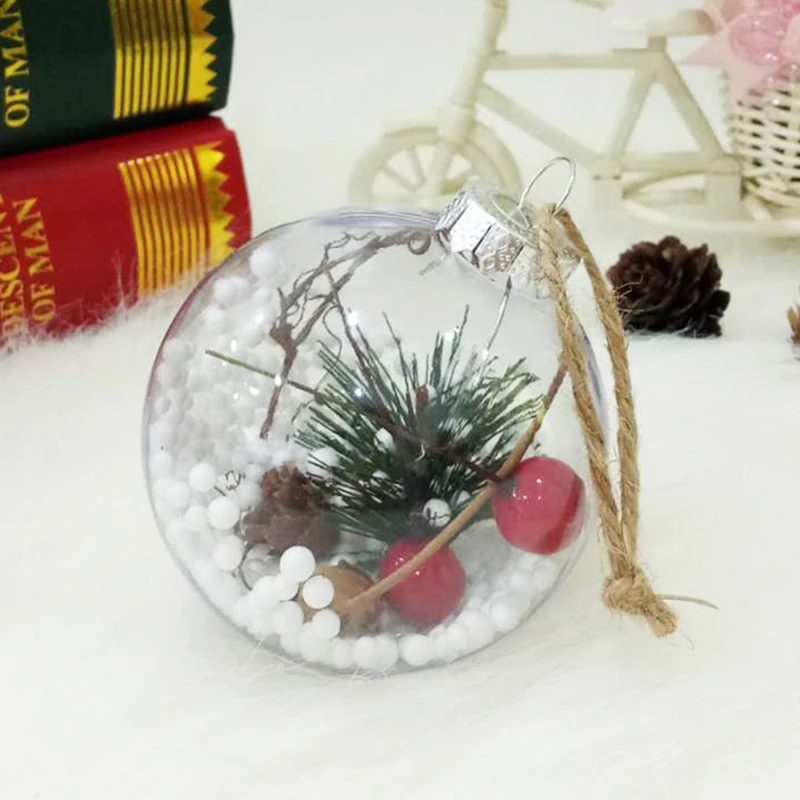 

4Pcs Christmas Tree Decorations Ball Transparent Open Plastic Clear Ornament Tree Decorations Xmas Supplies Candy Ball