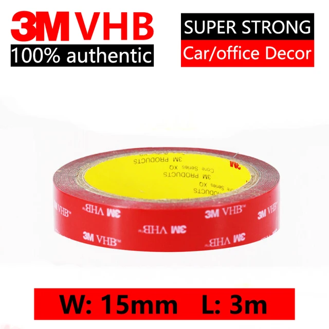 3M VHB Double Side Tape Super Strong High Temperature Gray Foam Adhesive Two Face For Car/Home Decor Wide 5-50mm Customized 15mmx3m