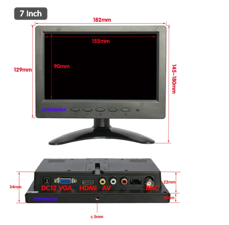 new 7 inch LCD monitor wide screen HD Monitor BNC video | Компьютеры и офис