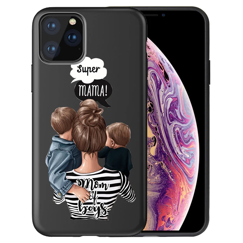 Модный супер мама папа девочка Мальчик Телефон чехол для iphone 11 11Pro Max Семья чехол для Капа iphone 11 чехол Etui - Цвет: 07