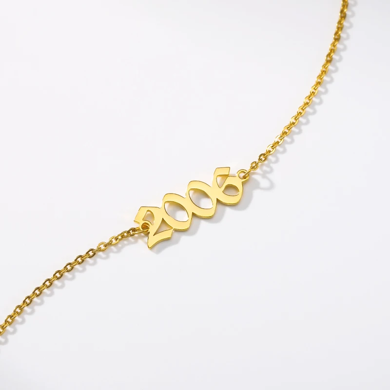 Пользовательские ювелирные изделия персонализированные детский браслет номер 1990- браслет ножной браслет год рождения свадьба годовщина Дата подарки 2006