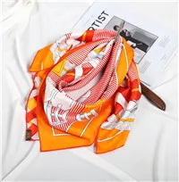 Новое поступление, модный элегантный брендовый шарф с цепочкой, шелковый шарф, 90*90 см, квадратная шаль, саржевая накидка для женщин - Color: as picture