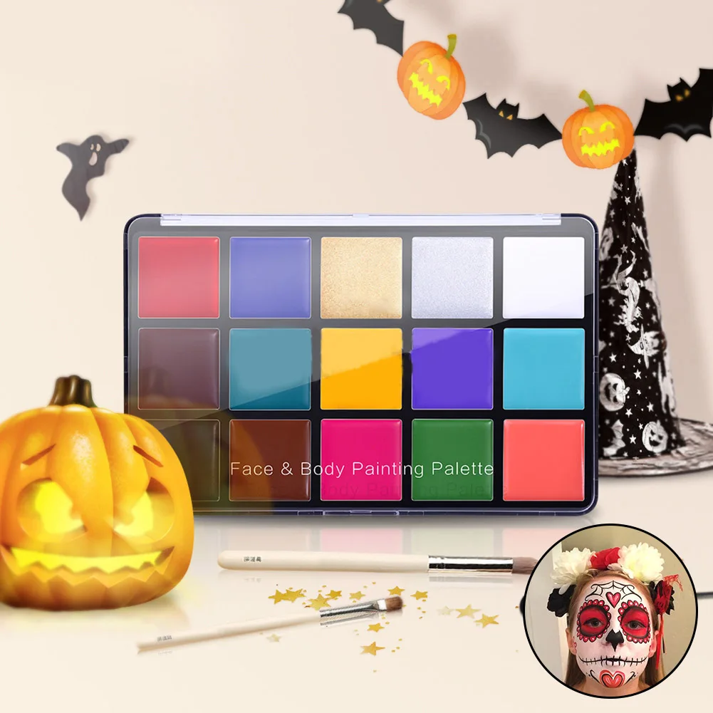Wholesa Face Body Paint Set 15 Colors Makeup Palette Washable for Costumes Parties Theater Special Effects and Festivals M3 |