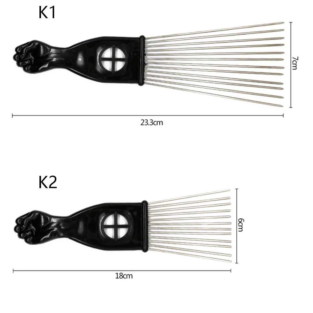 Mayitr 4 Size Black Fist Afro Metal Comb African Hair Pik Comb Brush Salon Hairdressing Hairstyle Styling Tool (3)