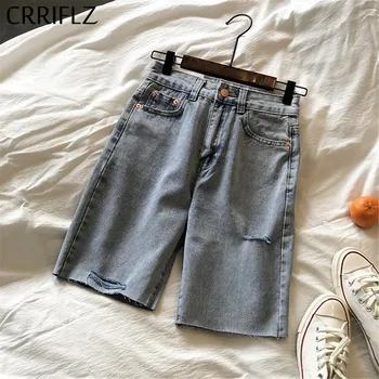 

2020 New Denim Hole Short Women Casual Loose Button Fly Short CRRIFLZ