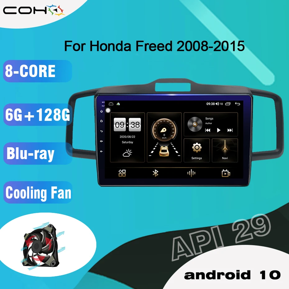 COHO Freed Android 10 0 Восьмиядерный 6 + 128G стерео радио Автомобильный мультимедийный плеер для Honda 2008 2015 охлаждающий