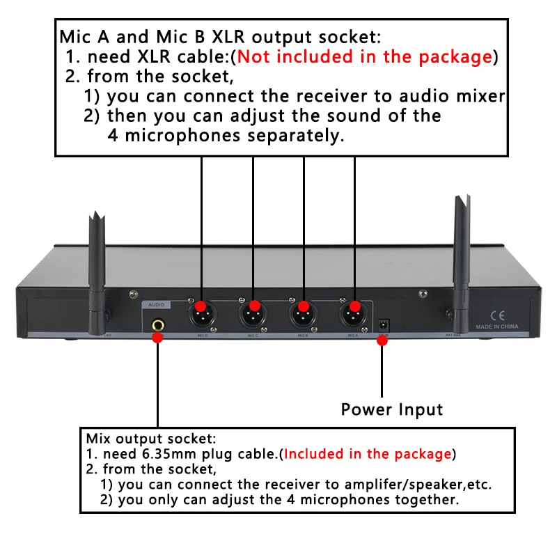 Freeboss FB U800 UHF 4*200 Регулируемая частота металлический Ручной ЖК экран умный вариант