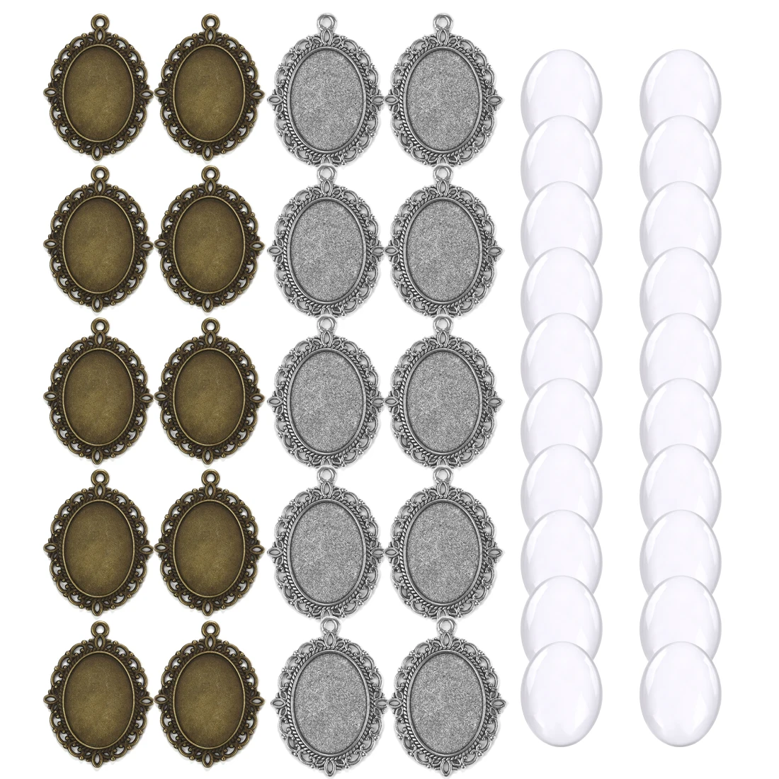 Glass Cabochons Bezels Cameo Pendants Blank-Tray Base-Setting Jewelry-Making 18x25mm