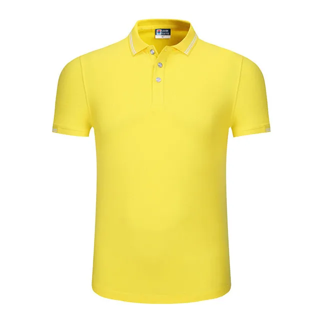 Прямая поставка, рубашки поло с коротким рукавом, мужские летние повседневные Простые футболки для настольного тенниса, черные, темно-синие, офисная одежда, одноцветные поло De Hombre 3XL - Цвет: Yellow