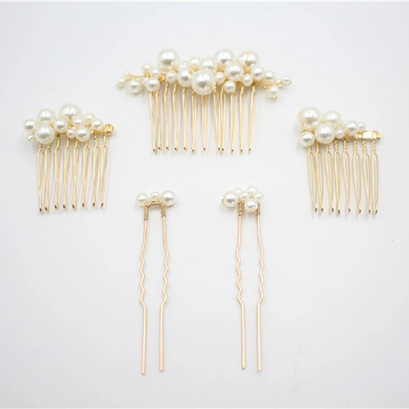 Simulated Pearl Hair Pins Clips and Comb For Women Flowers Hair Combs Wedding Bridal Party Jewelry For Gift Women 5 PCSt bridal hair accessories hair accessories