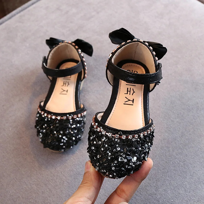 Zapatos de princesa para niñas, ostentosas Sandalias planas de cuero, suaves, de lentejuelas a la moda, para fiesta de baile, brillantes, A986, nuevos