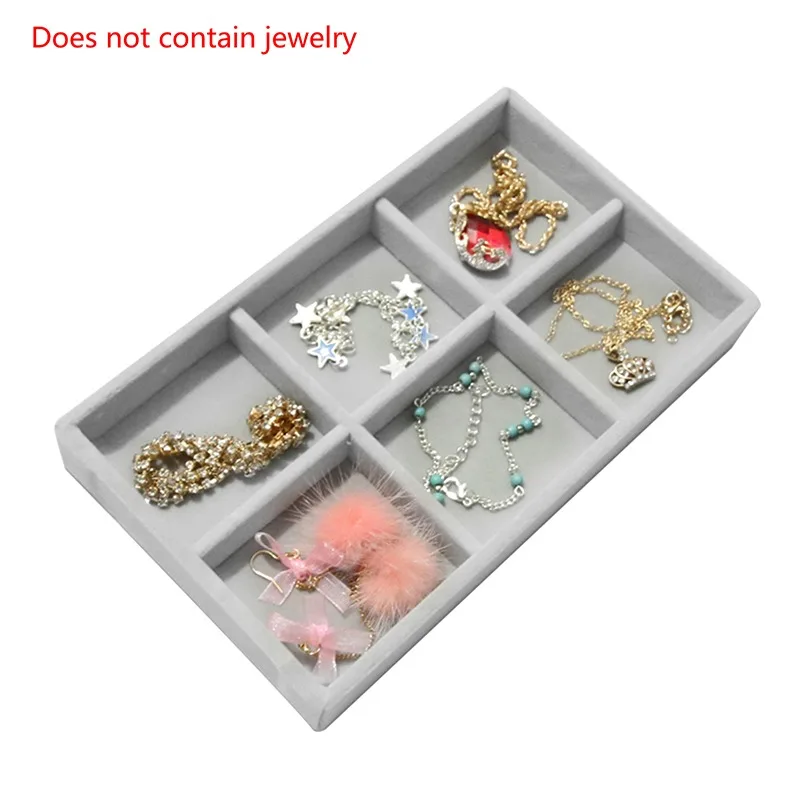 Velvet Jewelry Sorage Tray Divider Drawer Stackable Jewelry Display Case For Counter Home Ring Bracelet Earring Organizer Box 