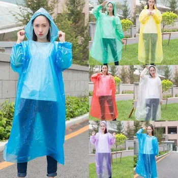 

100Pcs Disposable Raincoat Outdoor Rainwear Rain Coat Cover Adult Emergency Waterproof Hooded Rain Coat Hiking Camping Hood L428