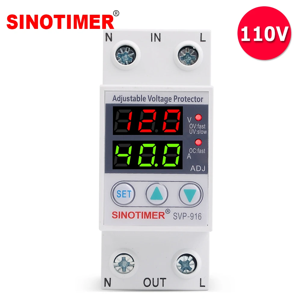 110V 120V 40A Digitale A Doppio Display A Led Surge Protector Circuit Breaker Bassa Tensione E Sopra Protezione Di Tensione Scollegare Interruttore