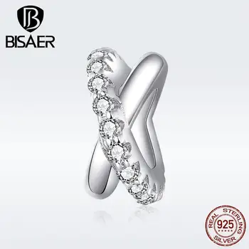 

925 Sterling Silver Irregular Round AAA Zirconia Wishbone Spacer Charm Charms Fit BISAER Women Charm Bracelets 925 Jewelry
