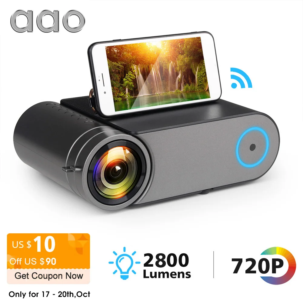 

AAO YG420 Mini LED 720P Projector Native 1280x720 Portable Wireless WiFi Multi Screen Video Beamer YG421 3D VGA HDMI Proyector