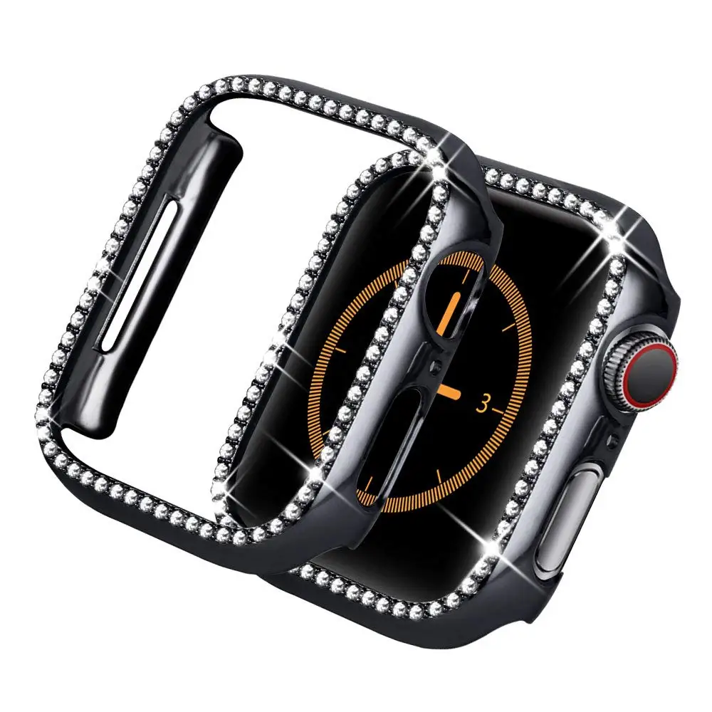 black Шикарный бампер для Apple watch чехол Apple watch 4 44 мм 40 мм 42 мм 38 мм Алмазный протектор чехол iWatch 4 3 2 1 Аксессуары 38 - Цвет: black