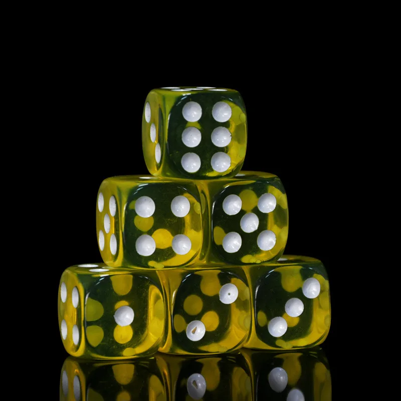 Распродажа очков игральные кости кристально прозрачные желтые игральные кости настольные игры Аксессуары Акриловые Игральные Кости 1,6 см