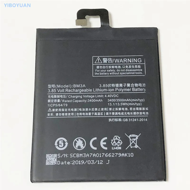 

3.85V 3300/3400mAh BM3A For XiaoMi Mi Note 3 Battery