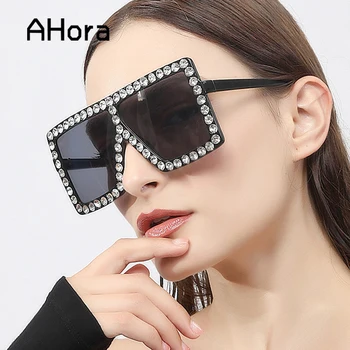 

Ahora 2020 Oversized Sunglasses Women Luxury Designer Diomand Sun Glasses Female Colorful Eyewear Oculos De Sol