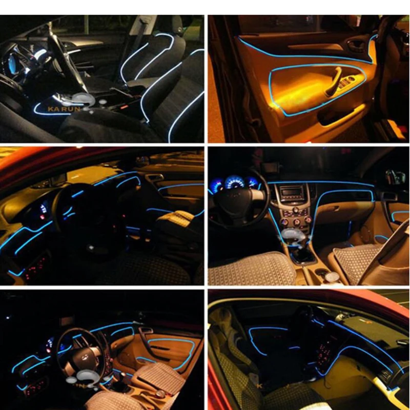 6 м RGB волоконно-оптические атмосферные лампы Интерьер автомобиля окружающий свет декоративная приборная панель дверной пульт дистанционного управления или приложение управления
