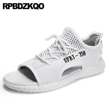 

white open toe black flat slip on casual shoes fashion sport mens sandals 2019 summer outdoor designer men mesh native beach