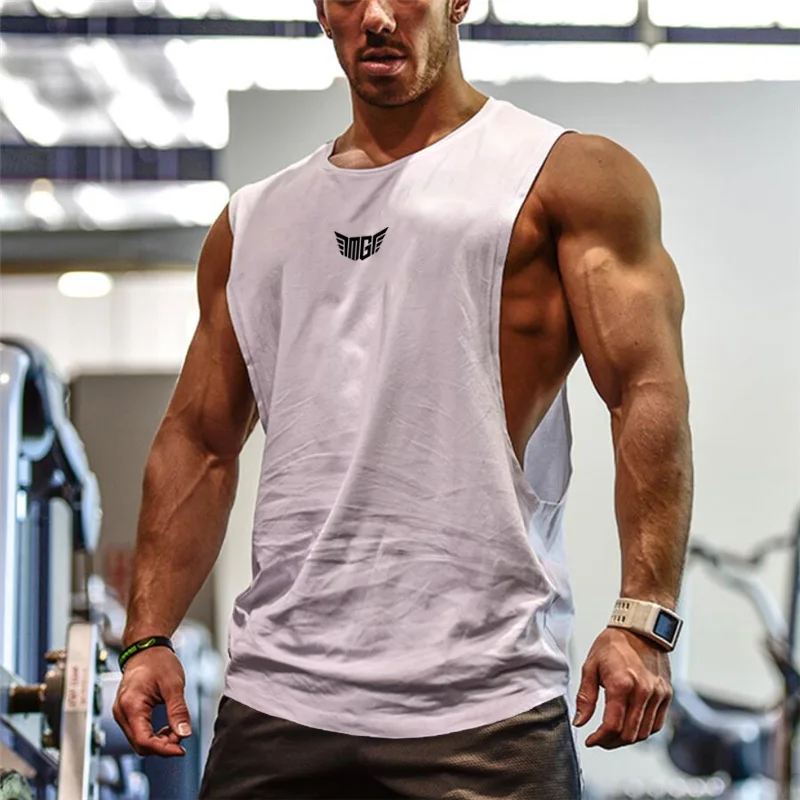 Gym Men's Cotton Tank tops Workout Shirts Sports Bodybuilding Fitness Vest Tees 