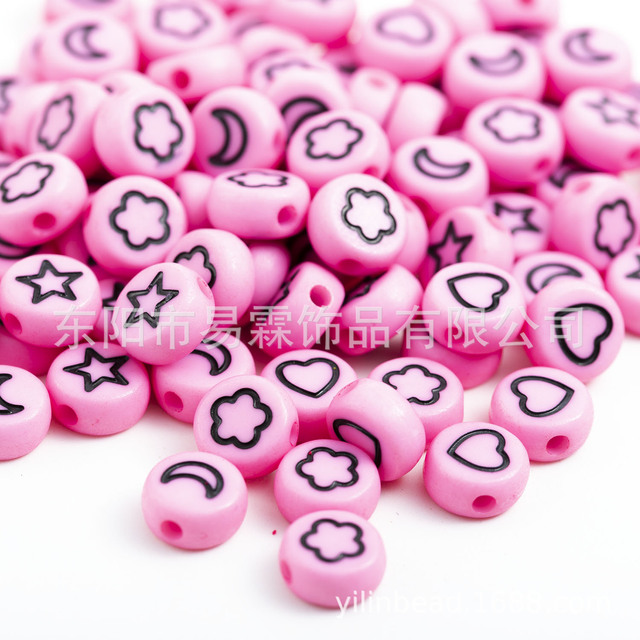 style 100pcs4*7mm acrylic letter beads oblate, star, moon, flower-shaped, heart-shaped mixed DIY jewelry accessories
