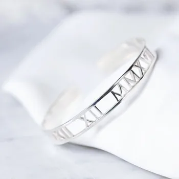 

Custom Coordinates Cuff Bracelet Personalized Name Roman Numeral Wedding Date Bangle Adjustable Women Jewelry Bridesmaid Gifts