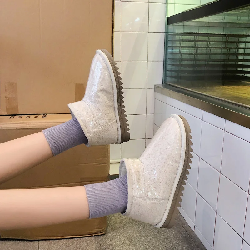 Rimocy/женские зимние ботильоны Водонепроницаемые зимние ботинки из ПВХ новинка года; теплые ботинки на платформе с плюшевой подкладкой; botas mujer; модная женская обувь