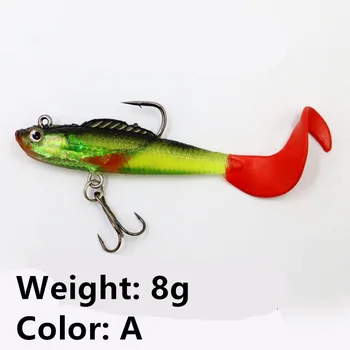 

1pcs/New hot sale Winter outdoor ice fishing Leaded Soft bait lure 8cm/8g Artificial Japan crank swing Tail Soft bait fishing