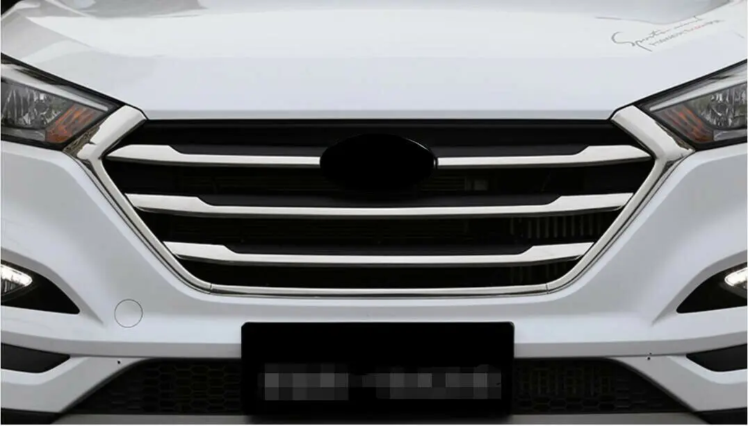 Модификация автомобиля автомобильные аксессуары из нержавеющей стали Хромированная передняя Центральная решетка крышка Накладка для hyundai Tucson