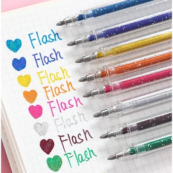 

Glitter Gel Pen 8 Colors/set Kawaii Drawing Pen Set Highlighter Marker for Girl Kids Gifts DIY School Art Stationery YD40