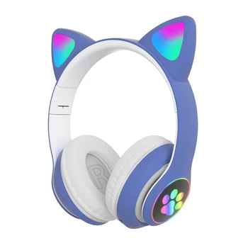 

Fashion Bluetooth 5.0 Volume Control Cute Cat Ear LED Light Up For PC Tablet Gift Foldable Headphones Wireless Gaming Headset