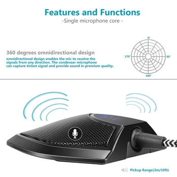 

Desktop Conference Recording Contact Microphone Touch-Sensitive Switch Microphone Touch-Mute Button with LED Indicator