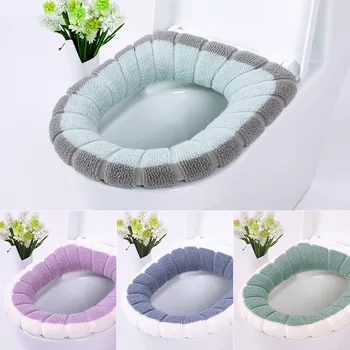

Bathroom Toilet Toilet Pad Can Be Washed Soft Insulation Pad Cover Pad Winter Contrast Color Warm Toilet Seat Cushion#DQ