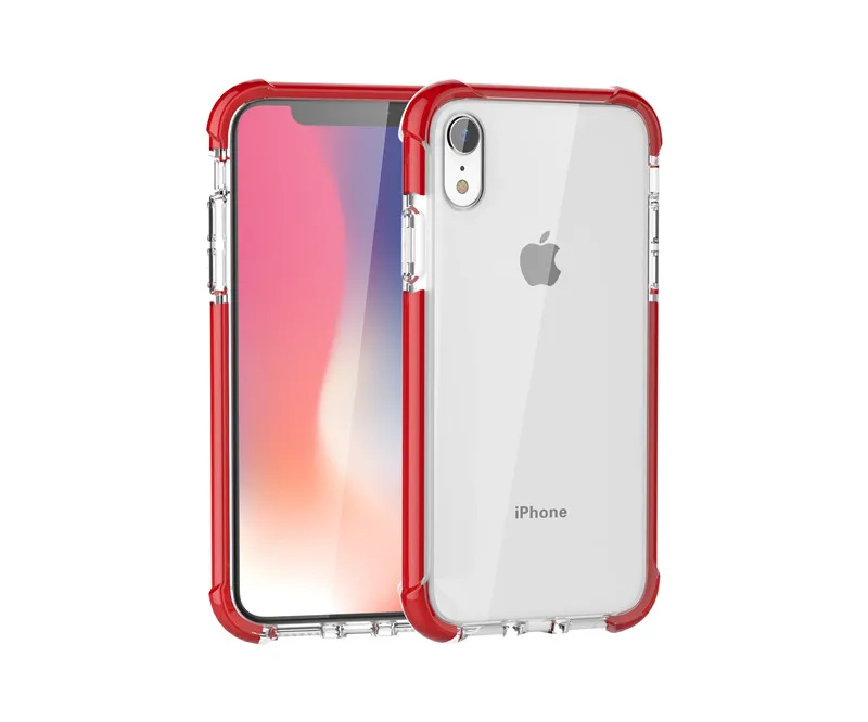 

PU+PC Colorful Bumper Transparent Cover For iPhone 6 8 7 Plus xr xsmax Wireless Charging Shockproof Hybrid Armor Protection Case