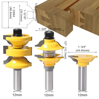 

3pcs Milling Cutter Wood Tenon Set Carving Solid Tool 35-47mm Shank Router Bits Practical New