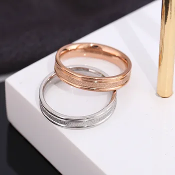 

2020 New Simple and Colo Style New Titanium Steel Sand Ring Stainless Steel Ring Women Fashion Jewelry