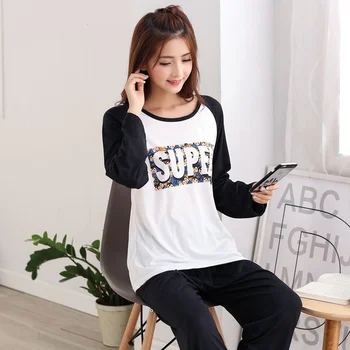 

2020 Spring New Arrival Comfortable Pajama Sets For Women Thin Cotton Summer Casual Female Pyjamas Two Pieces