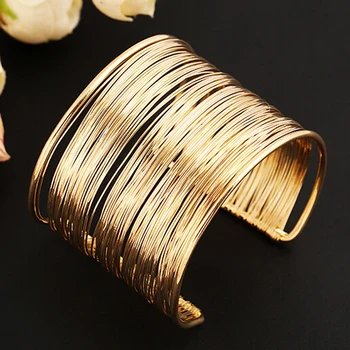 

ELIfashion Fashion Curve Wide Opened Cuff Bracelets & Bangles Ladies Jewelry 2 Colors Available